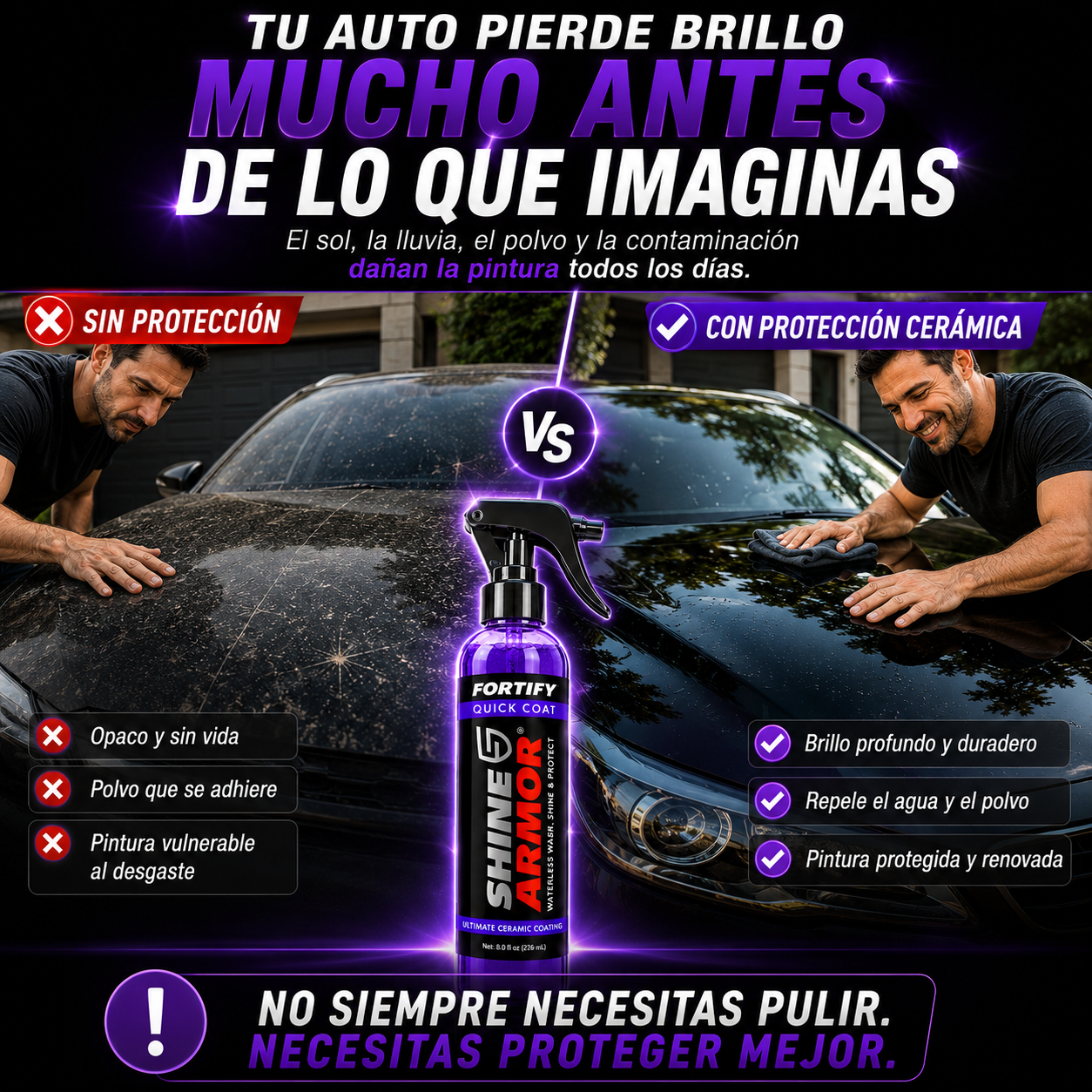 Protector Auto 3 En 1 Cera Cerámica Spray — Brillo Detailing en Minutos Pack 2 Botellas