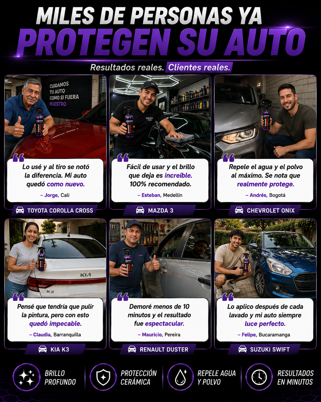 Protector Auto 3 En 1 Cera Cerámica Spray — Brillo Detailing en Minutos Pack 2 Botellas